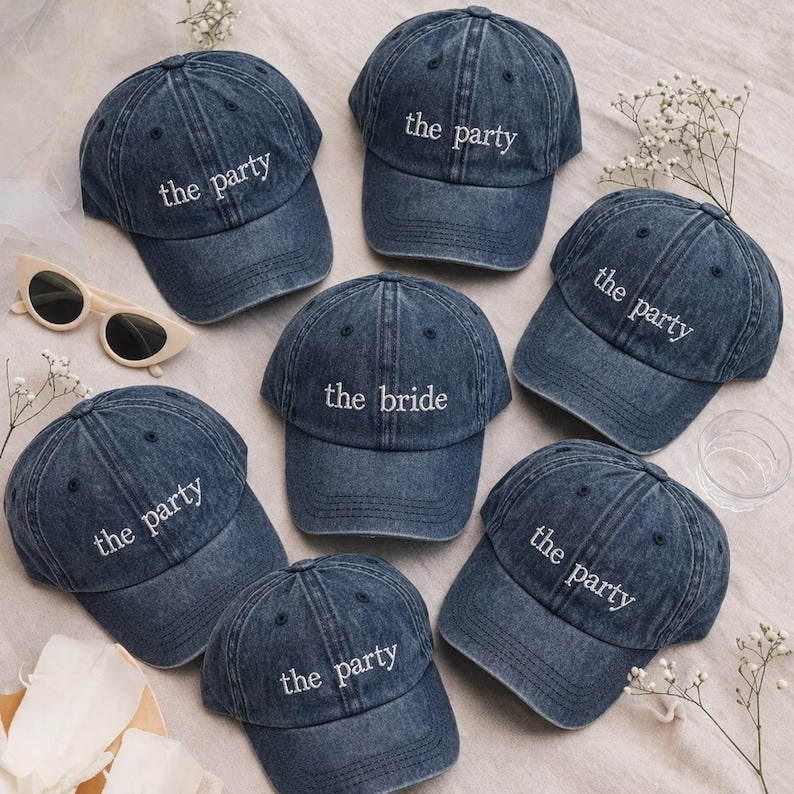 Custom Bride Squad Embroidered Hat, Personalized Bachelorette Party Hats, The Bride Hat, Matching Bridal Shower Hats, Vintage Baseball Hat