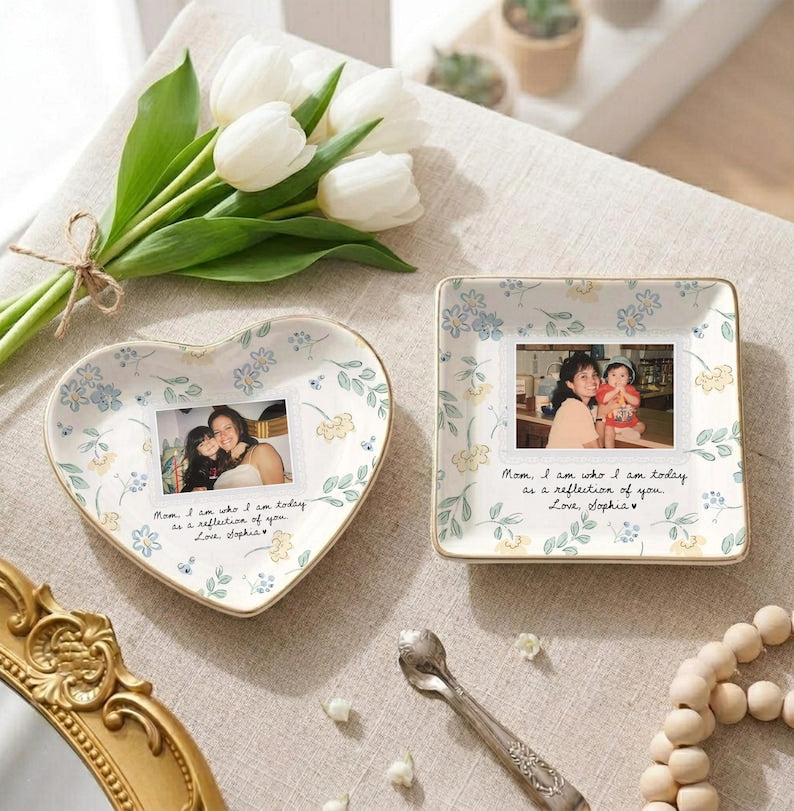 Personalized Mother of The Bride Gift, Picture Jewlery Plate, Custom Mom Photo Jewelry Dish, Wedding Gifts for Mom, Mom Gift