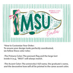 Personalized School Spirit Beach Towel: Coquette College Pennant Flag Towel, Grandmillennial Striped Towel, Sorority Girls Graduation Gift