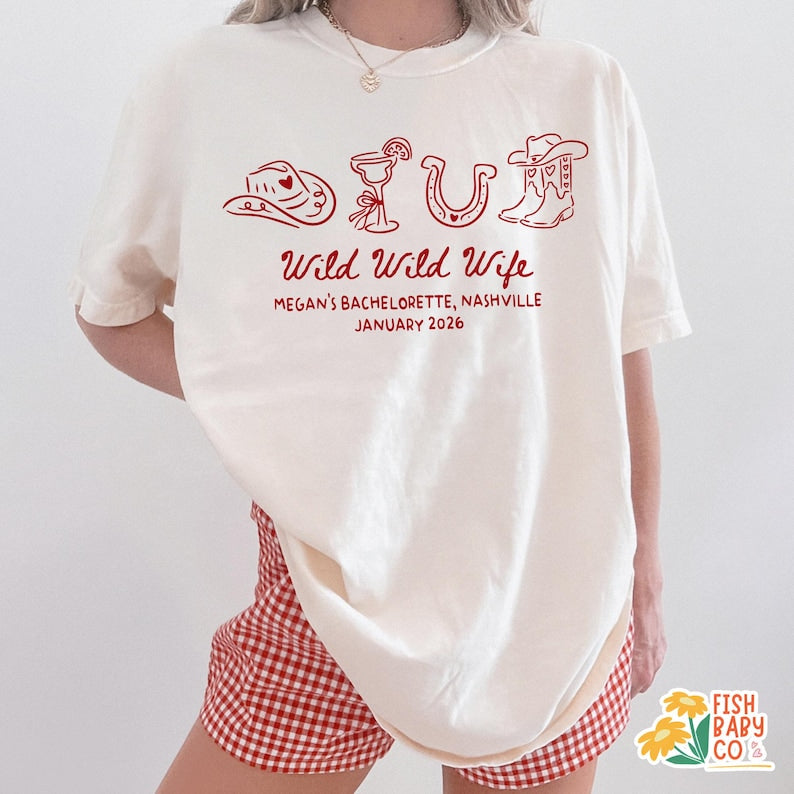 Wild Wild Wife Cowgirl Bachelorette Shirts, Custom Nashville Bachelorette Party Shirts, Rodeo Bridal Party Shirt, Bridesmaid Gifts
