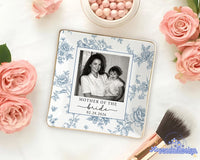 Personalized Mother Of The Bride Jewelry Dish, Custom Toile De Jouy Photo Jewelry Plate, Sentimental Wedding Gift For Mom, Mom Gift