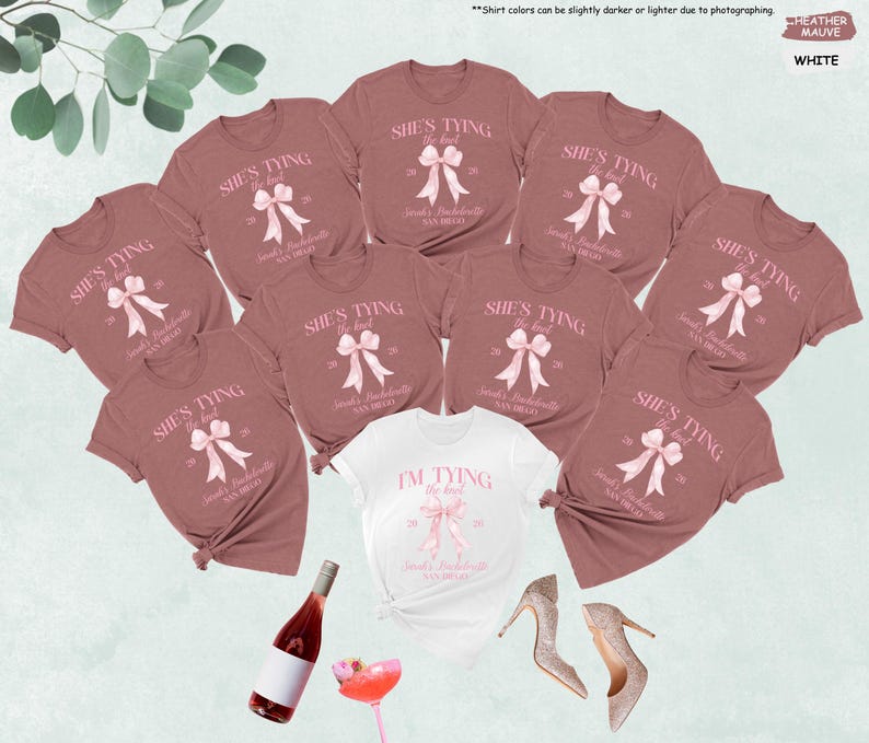 Bachelorette Party Shirts, She’s Tying the Knot Tee, Bridal Party Matching Shirts, Bride Squad Shirt, Bridesmaid Gift, Wedding Weekend Tee