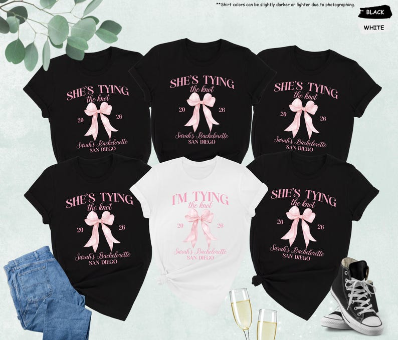Bachelorette Party Shirts, She’s Tying the Knot Tee, Bridal Party Matching Shirts, Bride Squad Shirt, Bridesmaid Gift, Wedding Weekend Tee