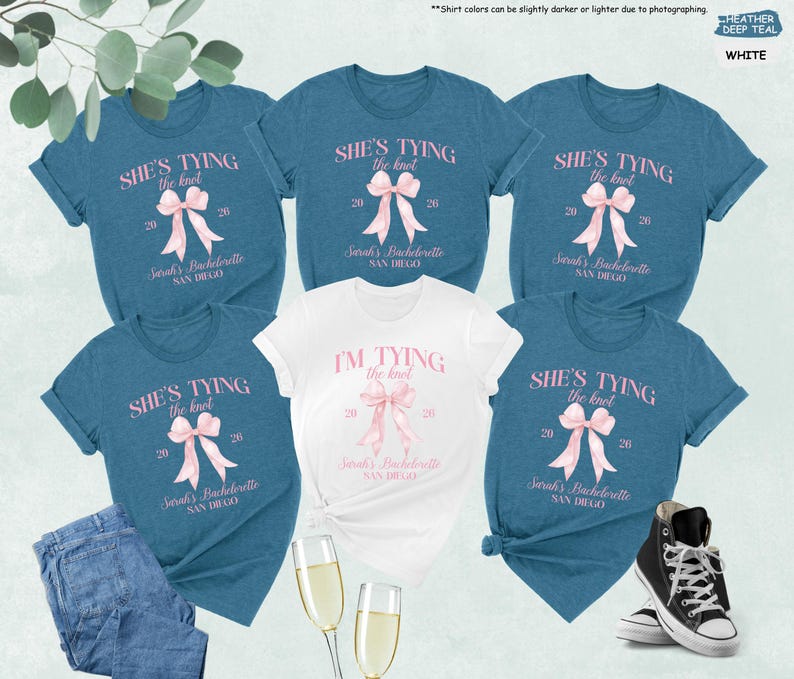 Bachelorette Party Shirts, She’s Tying the Knot Tee, Bridal Party Matching Shirts, Bride Squad Shirt, Bridesmaid Gift, Wedding Weekend Tee