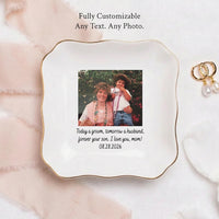 Custom Photo Mother of The Groom Jewelry Dish, Mother of The Bride Jewelry Plate, Jewelry Tray for Mom, Sentimental Wedding Day Gift Mom #P1