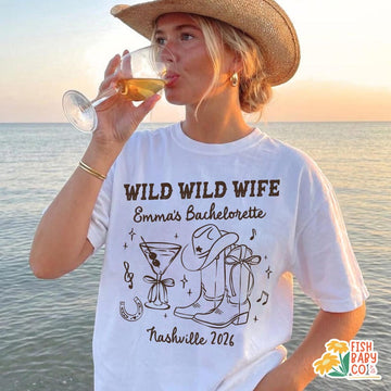 Wild Wild Wife Bachelorette Shirt, Coastal Cowgirl Bridal Party Tee, Nashville Bachelorette T-shirt
