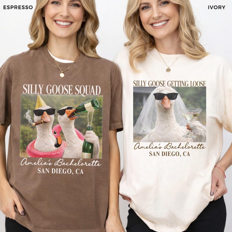 Silly Goose Getting Loose Bachelorette Shirts, Funny Silly Goose Bride Tee, Custom Location Bach Party, Vintage Goose Comfort Colors Gift