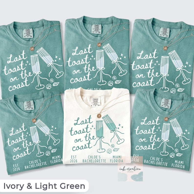 Last Toast on the Coast Shirt, Custom Beach Bachelorette Shirts, Personalized Bachelorette Shirts, Custom Location, Custom Bach Party Shirts