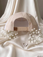 Bride Hat White Beige Embroidered, Bridal Hat, Bachelorette Party Hat, Wedding Gift for Bride, Honeymoon Hat, Future Mrs Cap