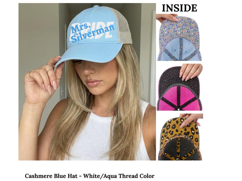 Custom Embroidered Wifey Wedding Date Gift for New Bride To-Be Text Mesh-Back Snapback Ponytail Retro Baseball Cap Vintage Style Trucker Hat