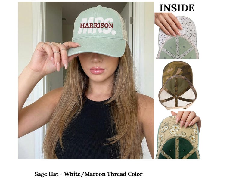 Custom Embroidered Wifey Wedding Date Gift for New Bride To-Be Text Mesh-Back Snapback Ponytail Retro Baseball Cap Vintage Style Trucker Hat