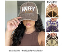 Custom Embroidered Wifey Wedding Date Gift for New Bride To-Be Text Mesh-Back Snapback Ponytail Retro Baseball Cap Vintage Style Trucker Hat