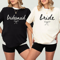 Coquette Bow Bride Shirt, Bachelorette Party Matching Tees, Bridesmaid Tee, Wedding Day Gift, Bridal Shower Shirts