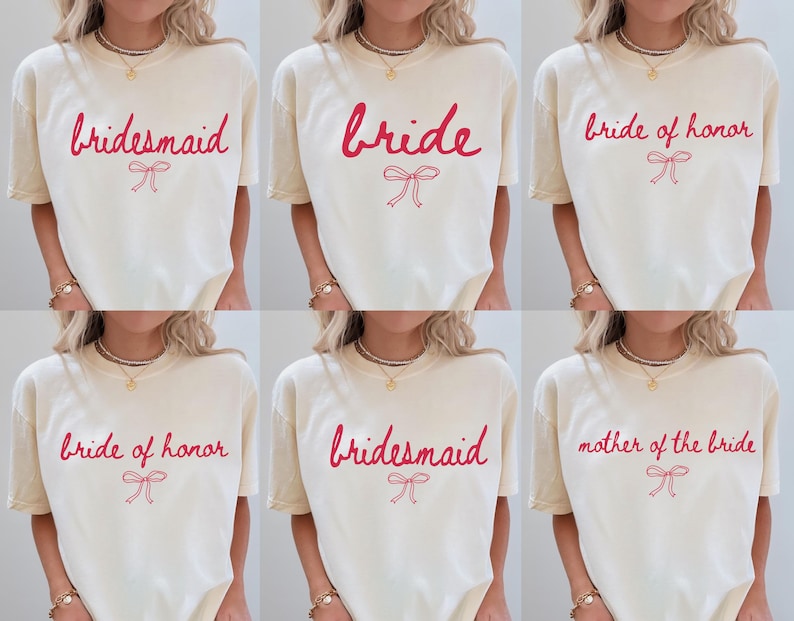 Coquette Bow Bride Shirt, Bachelorette Party Matching Tees, Bridesmaid Tee, Wedding Day Gift, Bridal Shower Shirts