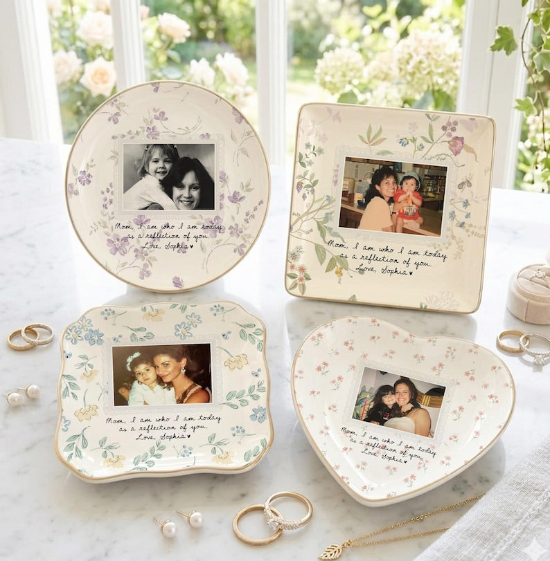 Personalized Mother of The Bride Gift, Picture Jewlery Plate, Custom Mom Photo Jewelry Dish, Wedding Gifts for Mom, Mom Gift