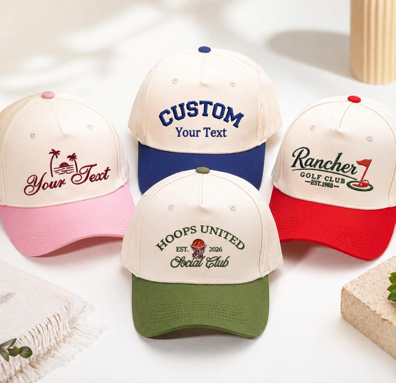 Custom Embroidered Trucker Hat, Happy Camper Hat, Dad hat,Matching Group Hats, Girls Trip Cap, Vacation Hat, Bachelorette Gift,Summer hat
