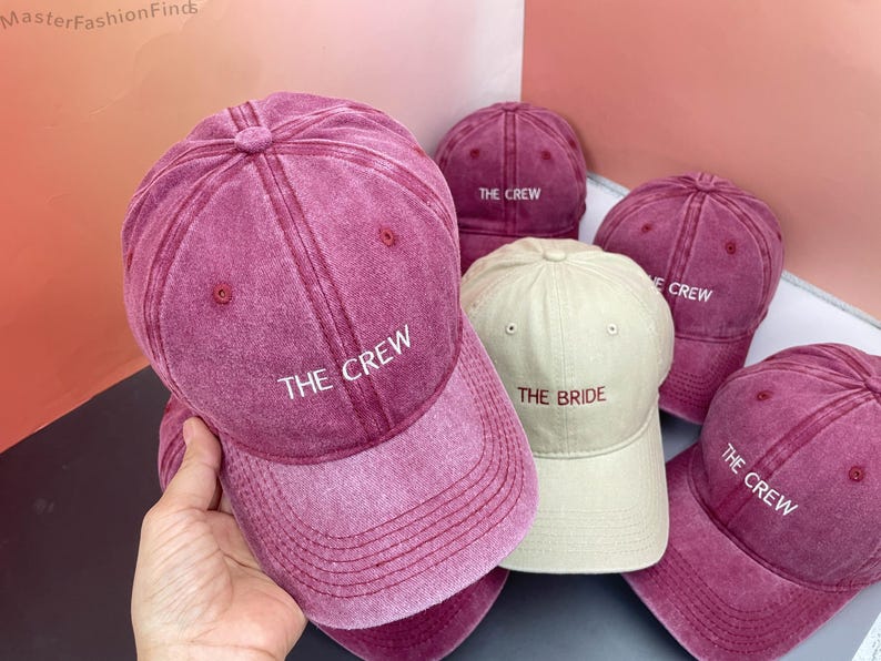 Personalized The Bride & Crew Baseball Cap | Embroidered Bride Tribe Hats | Bachelorette Party Favors and Bridal Shower Gift