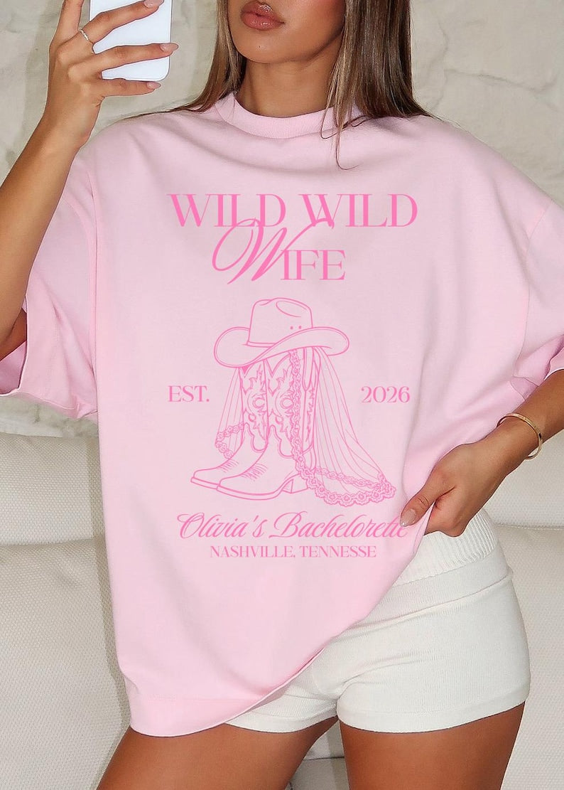 Custom Wild Wild Wife Bachelorette Shirt, Cowboy Bachelorette, Last Rodeo Bachelorette, Bridal Party Outfit, Personalized Girls Trip