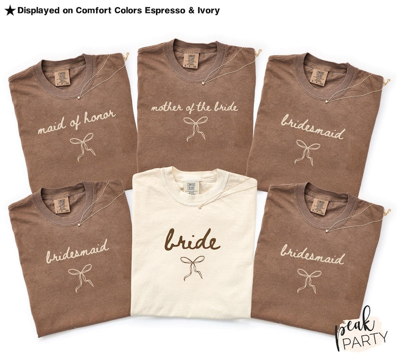 Coquette Bow Bridal Shirt, Bachelorette Outfit for Bride, Wedding Day Tee, Engagement Gift for Bride, Bridal Shower Gift, Bridal Party Shirt