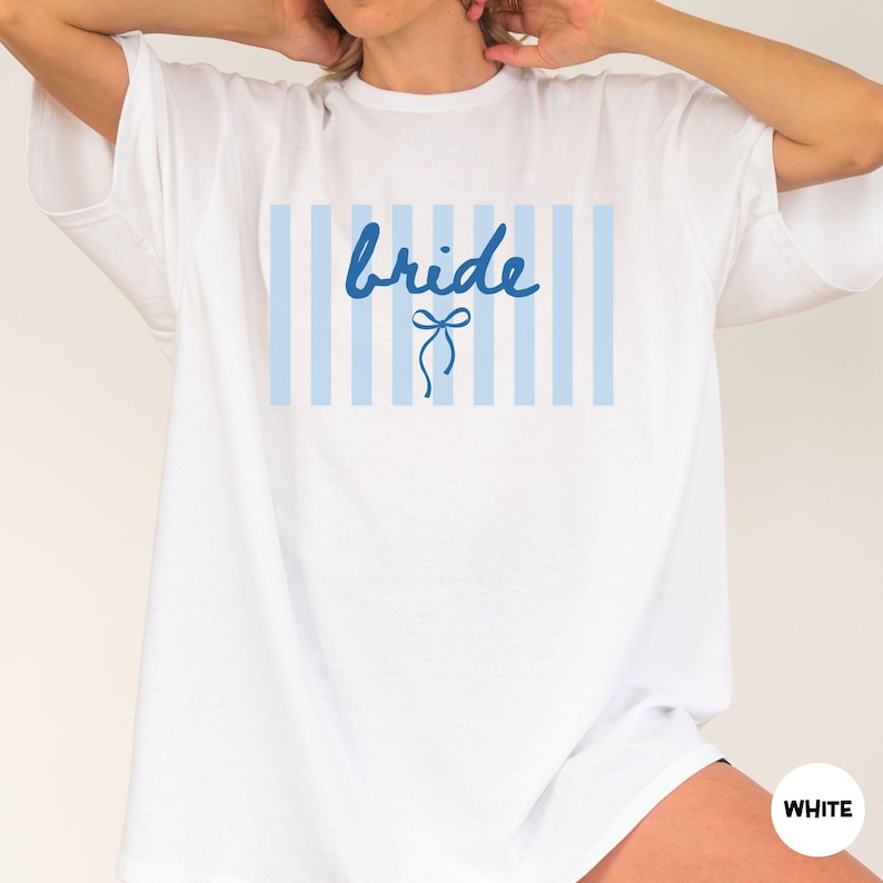Comfort Colors® Bride Shirt, Engagement Shirt for Bride, Newly Engaged Gift for Her, Stripes Coquette Bow Bride Shirt, Bridal Shower TShirt