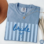 Comfort Colors® Bride Shirt, Engagement Shirt for Bride, Newly Engaged Gift for Her, Stripes Coquette Bow Bride Shirt, Bridal Shower TShirt