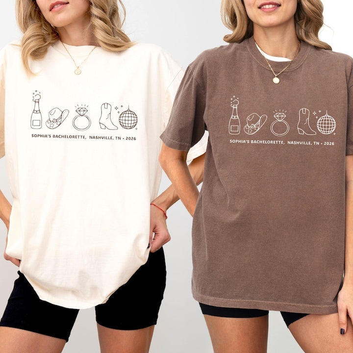 Nashville Bachelorette Shirt, Personalized Bride Trip Tee, Custom Bach Party Shirts, Bridesmaid Matching Gift, Comfort Colors Shirt