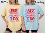 Custom Red White and I Do Shirt Personalized 4th of July Bachelorette Group Tee Matching Patriotic Party Comfort Colors All American Bride