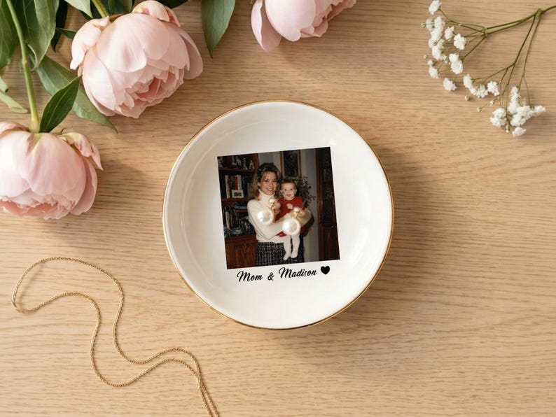 Personalized Bestie Photo Trinket Dish, Photo Jewelry Dish, Jewelry Ring Dish, Bridesmaid Proposal, Maid of Honor, Photo Trinket Dish