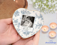 Personalized Mother Of The Bride Jewelry Dish, Custom Toile De Jouy Photo Jewelry Plate, Sentimental Wedding Gift For Mom, Mom Gift