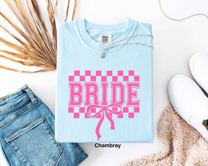 Comfort Colors® Checkered Bachelorette Shirts,Bride To Be Tee,Classy Racing Bach Shirt,Coquette Bow Bride T-Shirt,Hen Party Invitation Shirt