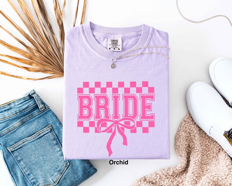Comfort Colors® Checkered Bachelorette Shirts,Bride To Be Tee,Classy Racing Bach Shirt,Coquette Bow Bride T-Shirt,Hen Party Invitation Shirt