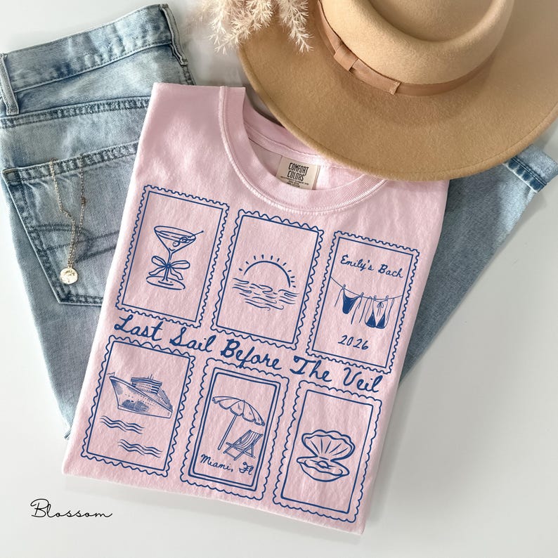 Comfort Colors Last Sail Before The Veil Boat Girls Trip Tee,Custom Bachelorette Cruise Shirts, Personalized Nautical Bach Party, Bikini