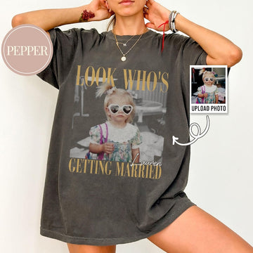 Personalised Bachelorette Shirts, Custom Photo Bride Shirt, Look Who's Getting Married Photo Shirt, Team Bride Shirt, Bridal Shower Gift