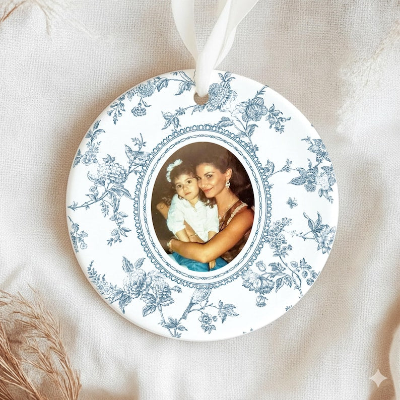 Mother of the Bride Gift, Toile De Jouy Trinket Tray, Custom Mother Photo Ring Dish, Mother of the Bride Wedding Day Gift from Daughter