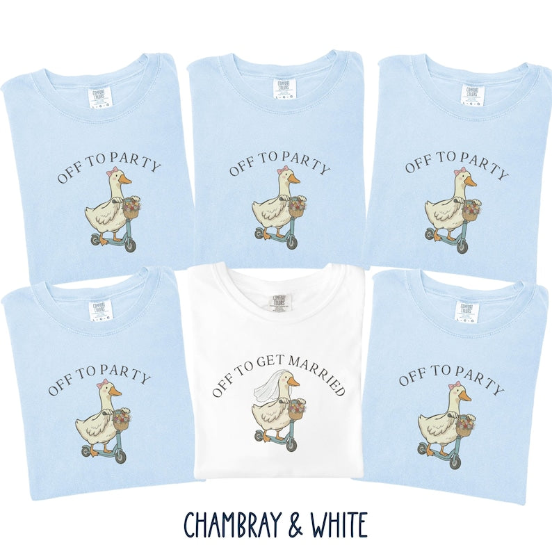 Funny Goose Bachelorette Shirt, Off to Party Bride Tee, Comfort Colors Bach Club, Bridal Party Girls Trip Shirt, Wedding Weekend