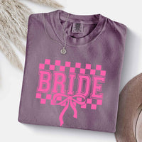 Comfort Colors® Checkered Bachelorette Shirts,Bride To Be Tee,Classy Bach Shirt, Coquette Bow Bride T-Shirt,Hen Party Bride Invitation Shirt