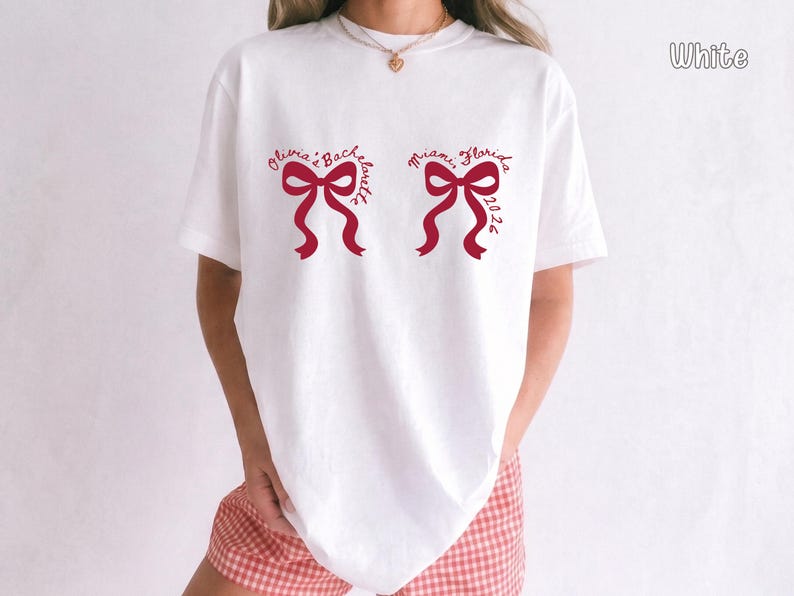 Coquette Bachelorette Shirt, Miami Bach Party Tee, Custom Bow Bride Squad Tshirt