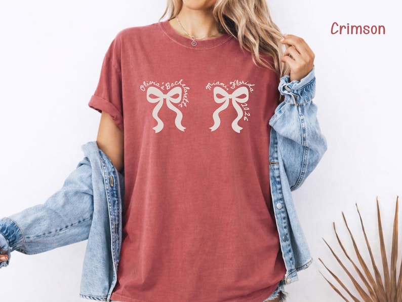 Coquette Bachelorette Shirt, Miami Bach Party Tee, Custom Bow Bride Squad Tshirt