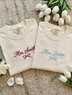 Custom Embroidery Mrs Bride Comfort Colors Shirt, Coquette Bow Bride Tee, Bachelorette Party Shirt, Engagement Gift, Wedding Gift for Her