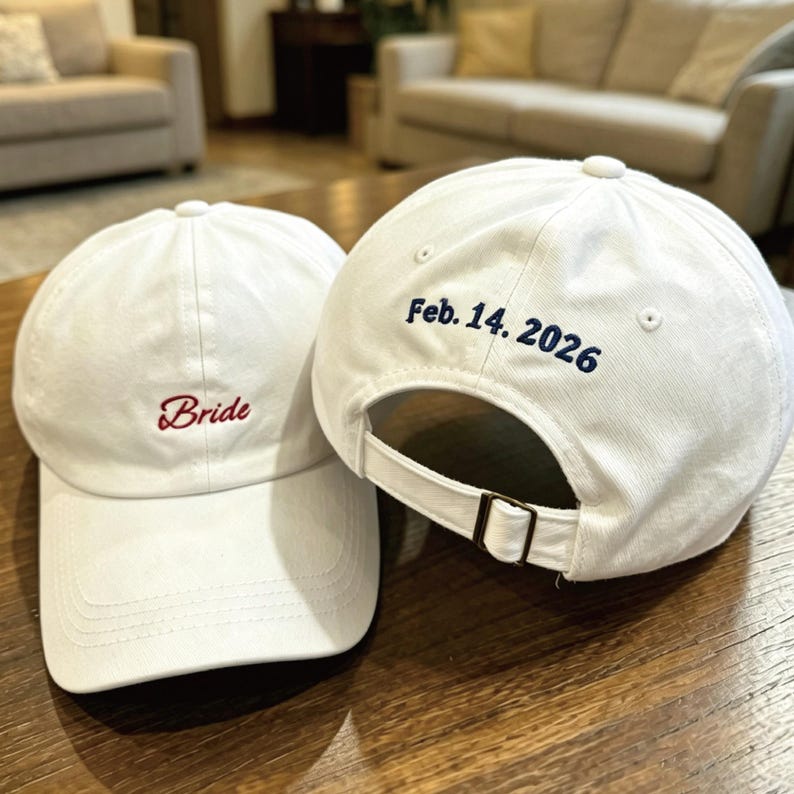 Personalized Cotton Bride Hat Custom Text Embroidered cap Bridal Party Gift Camp Bachelorette Quote Unisex Cap