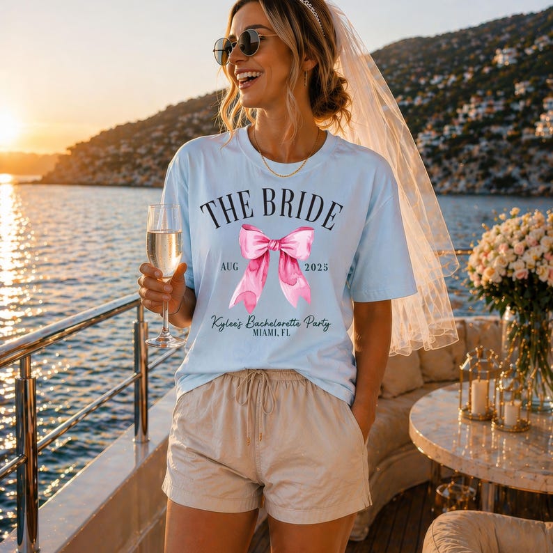 Coquette Bachelorette Shirts, Bow Bach Club Shirt, Pink Bow Bride Squad, Custom Bachelorette Party Shirts, Girls Trip Outfit
