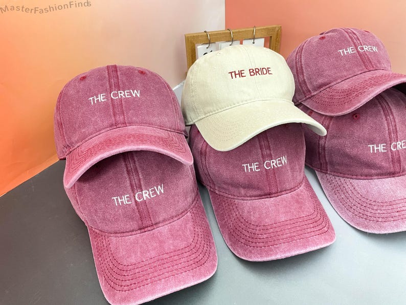 Personalized The Bride & Crew Baseball Cap | Embroidered Bride Tribe Hats | Bachelorette Party Favors and Bridal Shower Gift