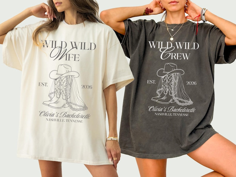 Custom Wild Wild Wife Bachelorette Shirt, Cowboy Bachelorette, Last Rodeo Bachelorette, Bridal Party Outfit, Personalized Girls Trip