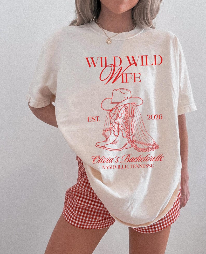 Custom Wild Wild Wife Bachelorette Shirt, Cowboy Bachelorette, Last Rodeo Bachelorette, Bridal Party Outfit, Personalized Girls Trip