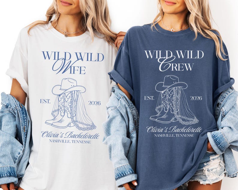 Custom Wild Wild Wife Bachelorette Shirt, Cowboy Bachelorette, Last Rodeo Bachelorette, Bridal Party Outfit, Personalized Girls Trip