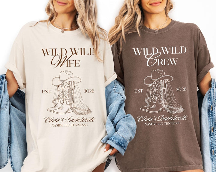 Custom Wild Wild Wife Bachelorette Shirt, Cowboy Bachelorette, Last Rodeo Bachelorette, Bridal Party Outfit, Personalized Girls Trip