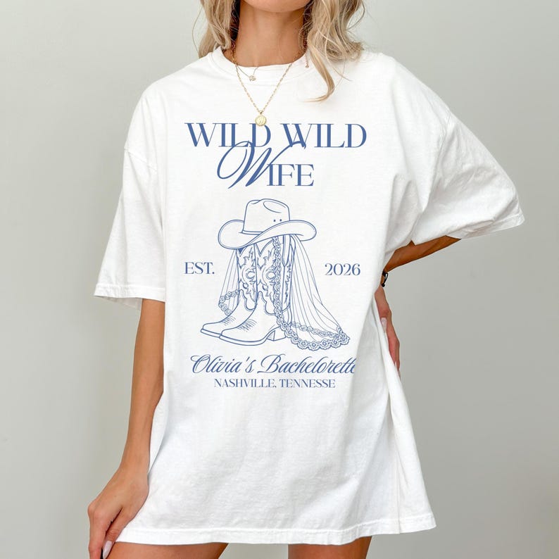 Custom Wild Wild Wife Bachelorette Shirt, Cowboy Bachelorette, Last Rodeo Bachelorette, Bridal Party Outfit, Personalized Girls Trip