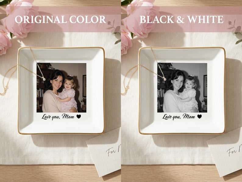 Personalized Bestie Photo Trinket Dish, Photo Jewelry Dish, Jewelry Ring Dish, Bridesmaid Proposal, Maid of Honor, Photo Trinket Dish
