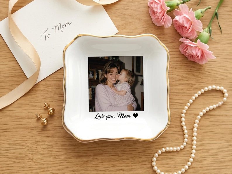 Personalized Bestie Photo Trinket Dish, Photo Jewelry Dish, Jewelry Ring Dish, Bridesmaid Proposal, Maid of Honor, Photo Trinket Dish
