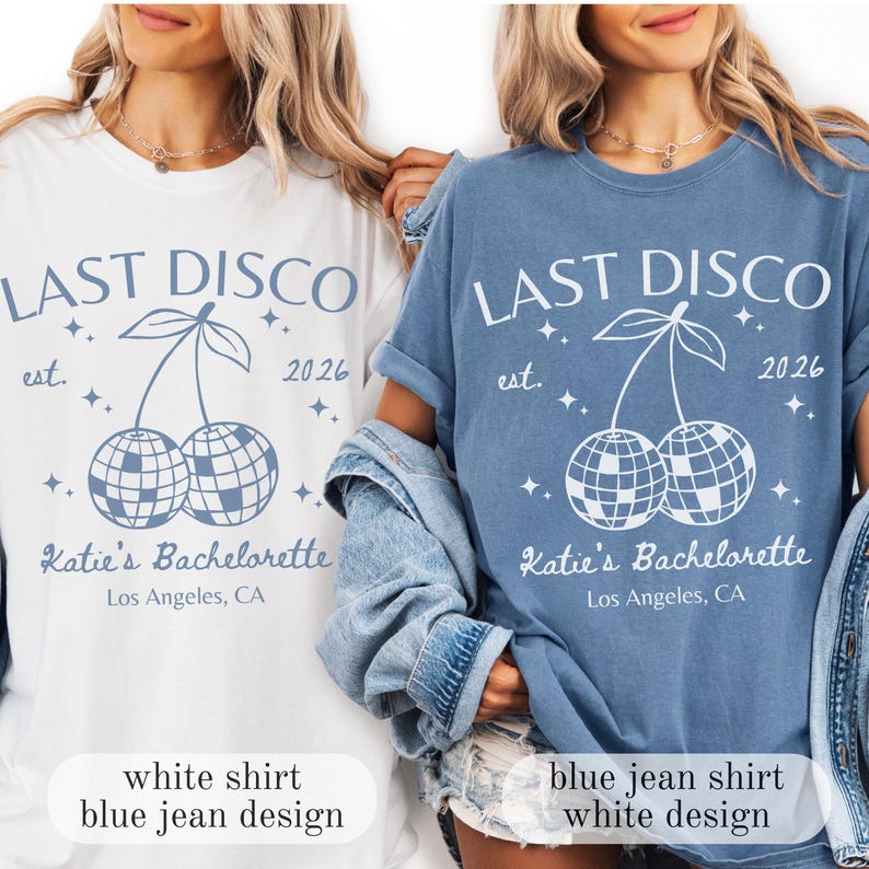 Last Disco Comfort Colors® Shirts, Custom Disco Bachelorette Party Tees, Luxury Bachelorette, Western Bach Cocktail Club Bridal Shower Gift
